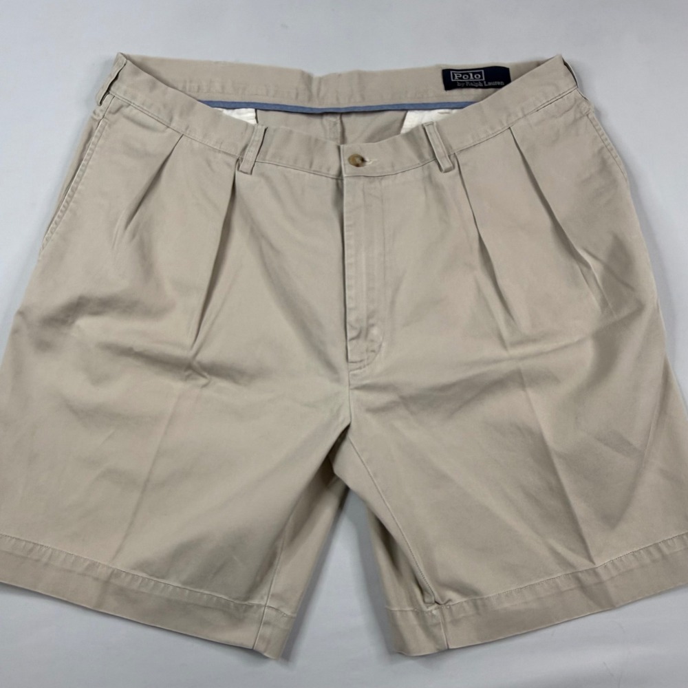 Polo Ralph Lauren‎ Tyler Shorts Mens 40 Khaki Classic Fit Pleated 9" Chino